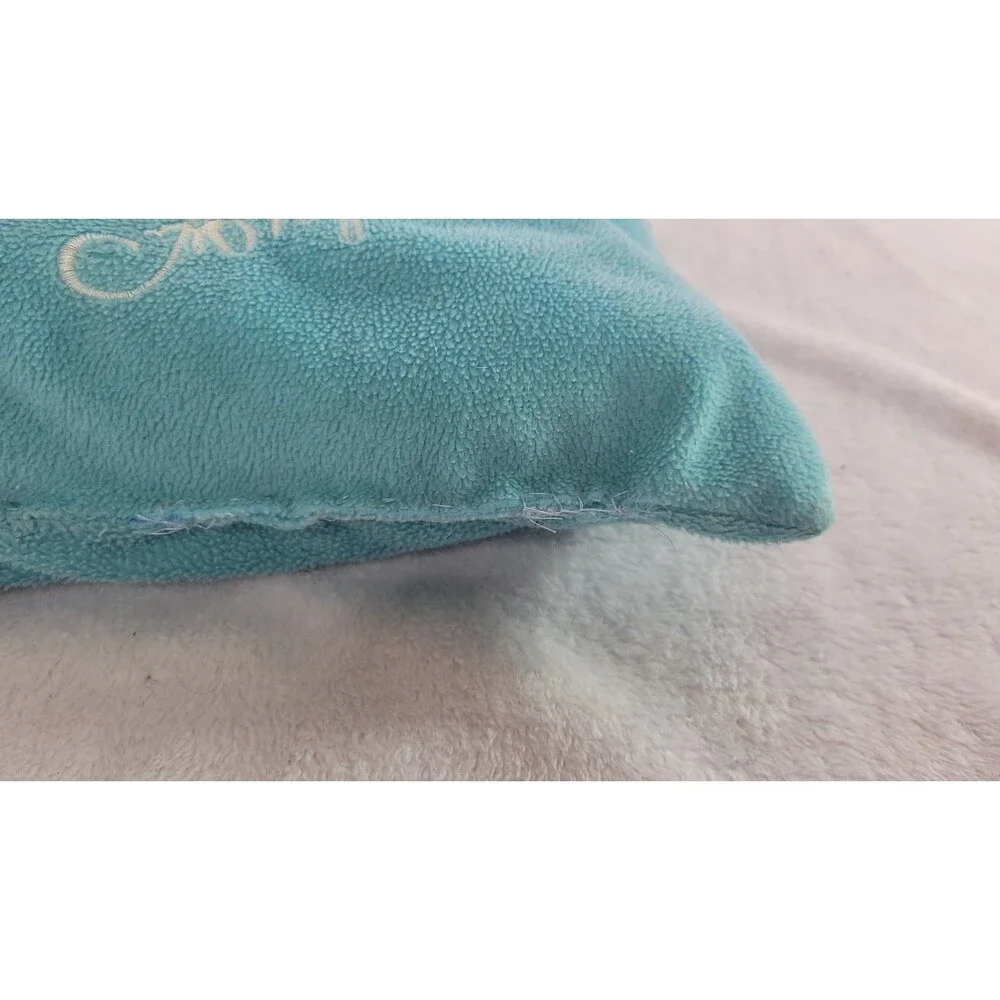 Y2K Blue Angel Plush Pillow 15x15 Embroidered Blonde Aesthetic Fleece Star Decor